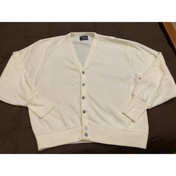 Cypress Links Golf Cardigan Vintage Men's XL Off White Button V-Neck Preppy USA - Picture 1 of 7